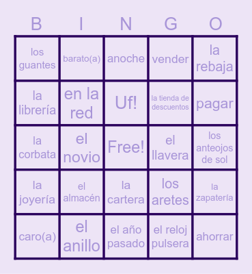 bekah's bingo! Bingo Card