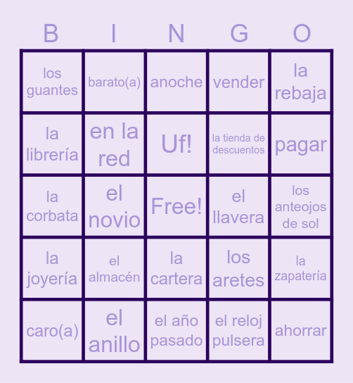 bekah's bingo! Bingo Card