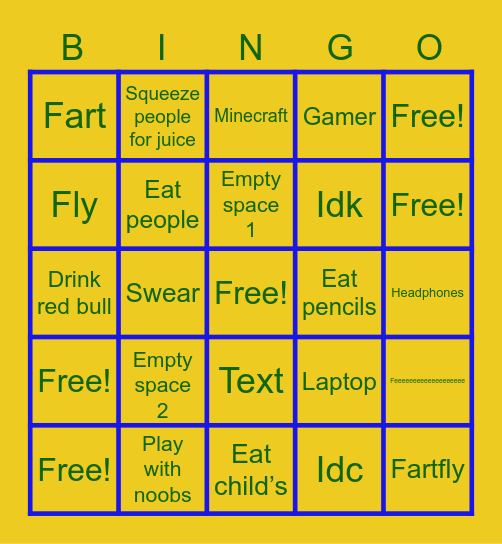 Stuff Bingo Card