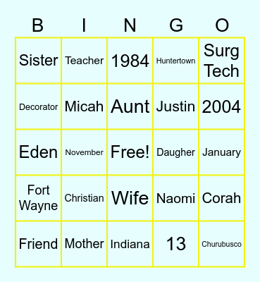 Theresa Bingo! Bingo Card