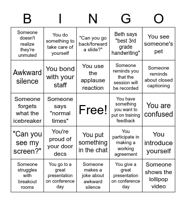 RA Training Bingo Card