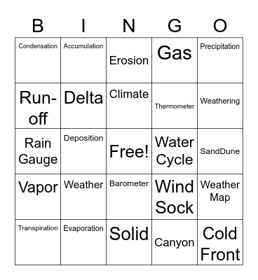 Vocab Bingo Card