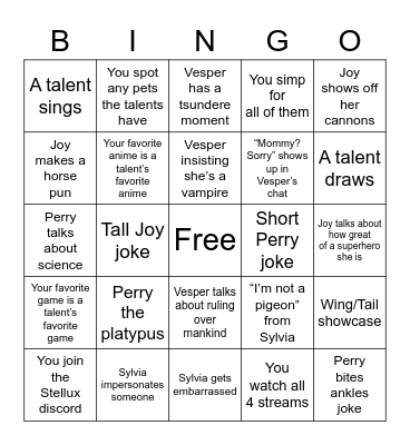 Stellux Debut Bingo Card
