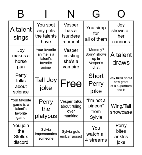 Stellux Debut Bingo Card