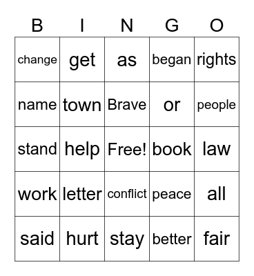February  Bingo Card