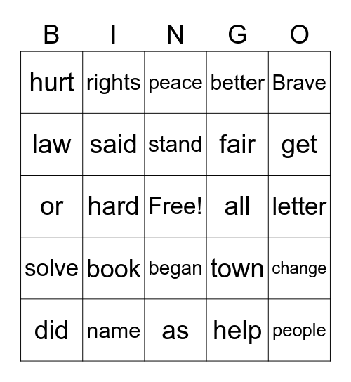 February Bingo Card