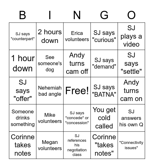 ADR BINGOOOOO Bingo Card
