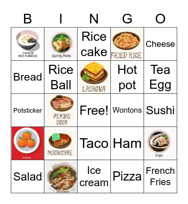 Food Bingo Card