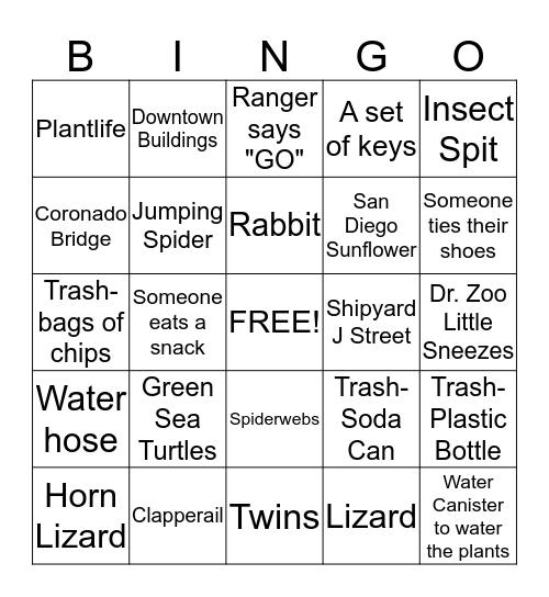 Water Marsh Bingo Card