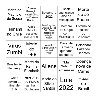Bingo da Desgraça 2022 Bingo Card