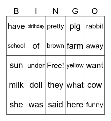 Untitled Bingo Card