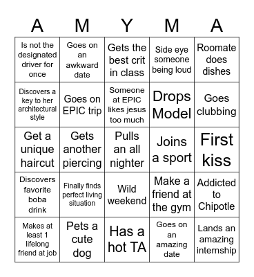 Amy's 2022 Spring Bingo Card
