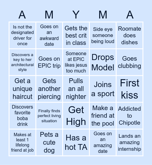 Amy's 2022 Spring Bingo Card