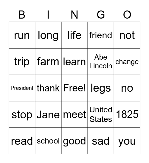 G3 U3 W2 Jane's Discovery Bingo Card