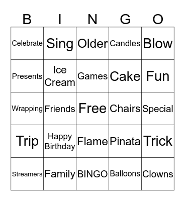 Birthday Bingo Card