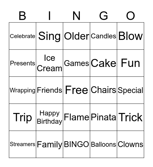 Birthday Bingo Card