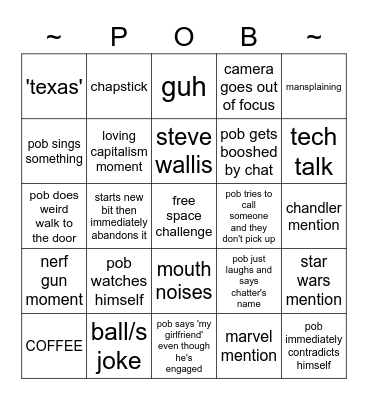 pingo (pob bingo) Bingo Card