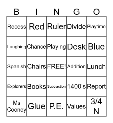 Kilmore Primary School Bingo  Bingo Card