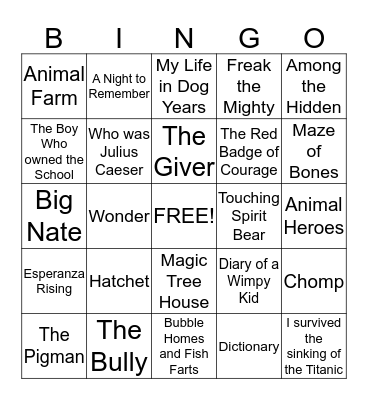 5P Book Bingo Card