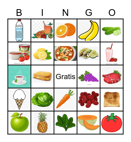 Comidas y bebidas Bingo Card
