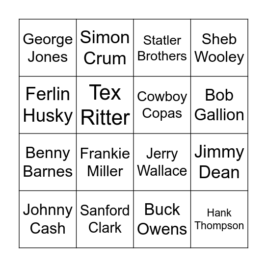 Boogie Down Bingo Card