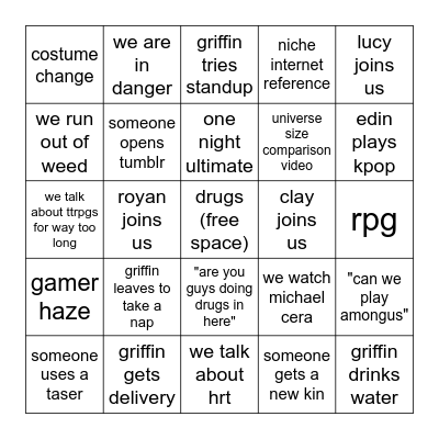 ihob hangout bingo v2 Bingo Card