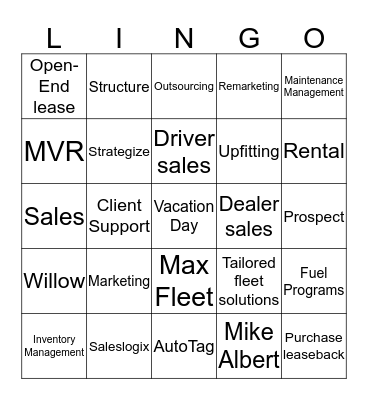 MAL LINGO Bingo Card