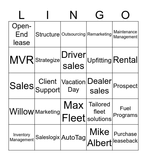 MAL LINGO Bingo Card