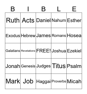 Bible Bingo Card