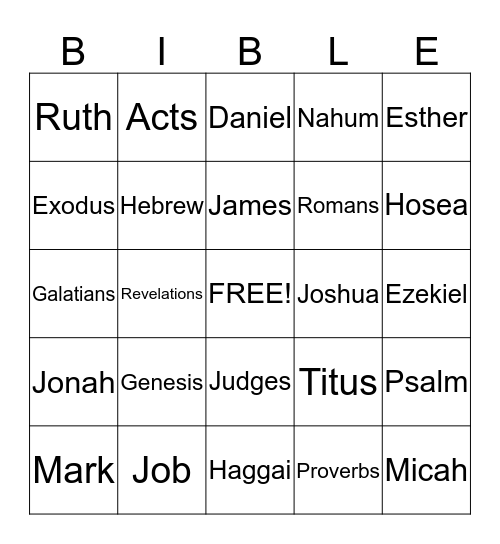 Bible Bingo Card