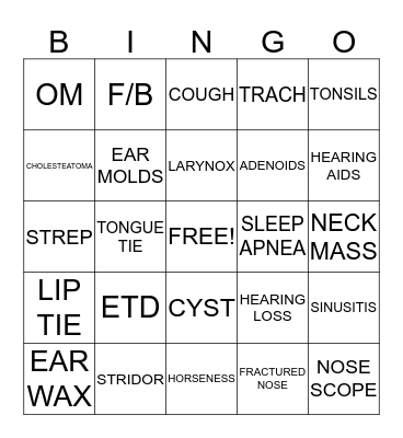 Medical bingo Card