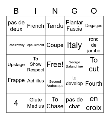Ballet Bingo! Bingo Card