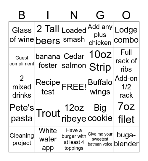 Buga Bingo Card