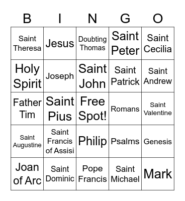 Catholic Schools Week Bingo 2022! Bingo Card