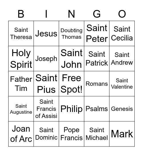 Catholic Schools Week Bingo 2022! Bingo Card