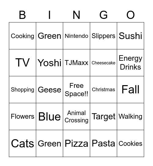 The Grad's Favorite Things! Bingo Card