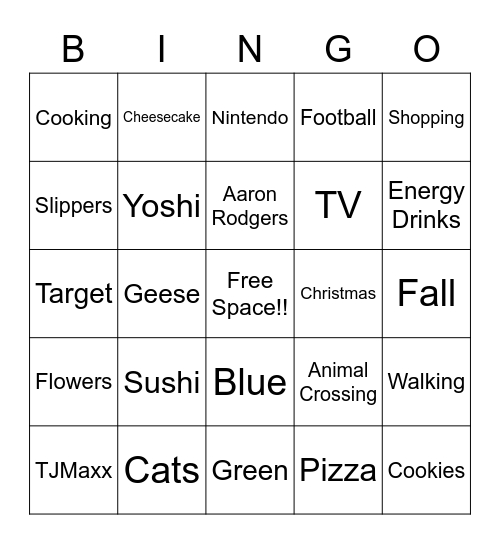 The Grad's Favorite Things! Bingo Card