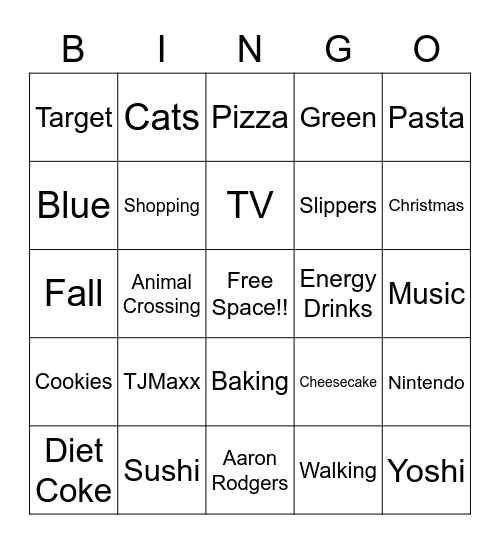 The Grad's Favorite Things! Bingo Card