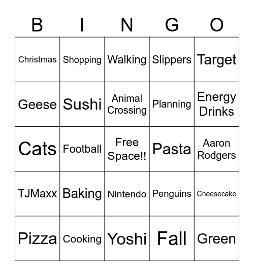 The Grad's Favorite Things!! Bingo Card