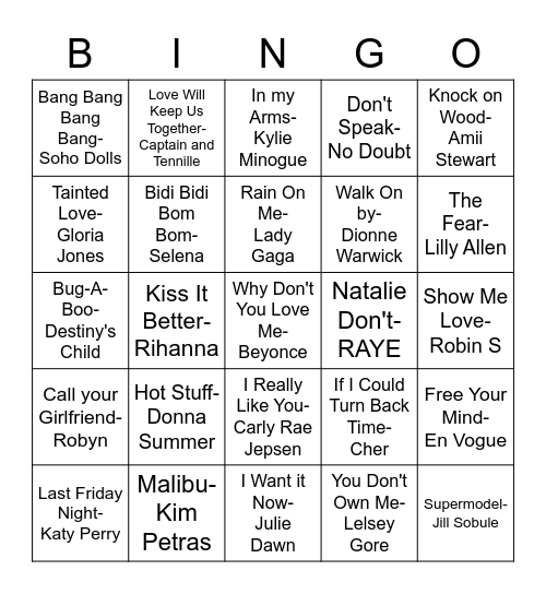 Lip Synch Bingo Iso Edition Bingo Card