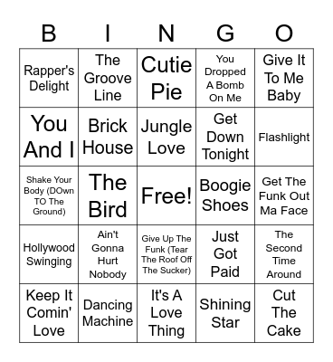 Disco Hits Bingo Card