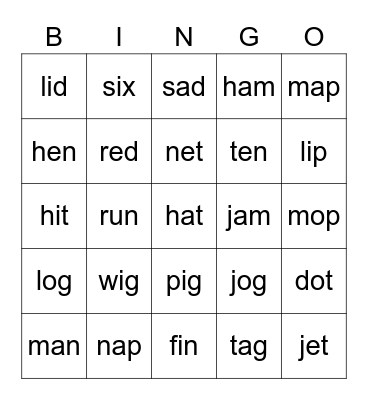 Super Phonics 2 Bingo Card