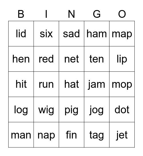 Super Phonics 2 Bingo Card