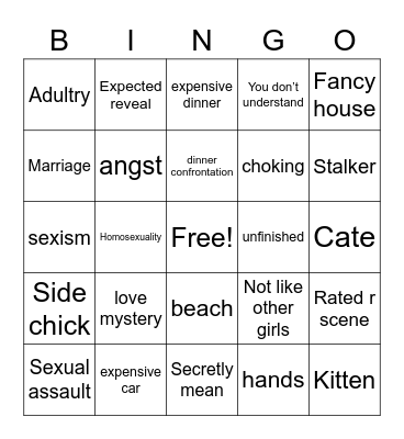 Wattpad bingo Card