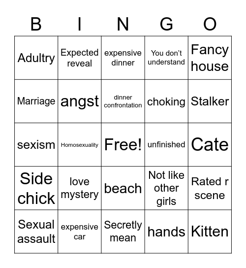 Wattpad bingo Card