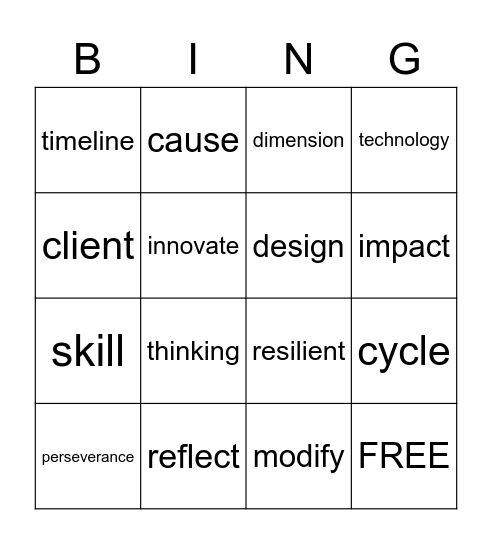 Innovations Bingo! Bingo Card