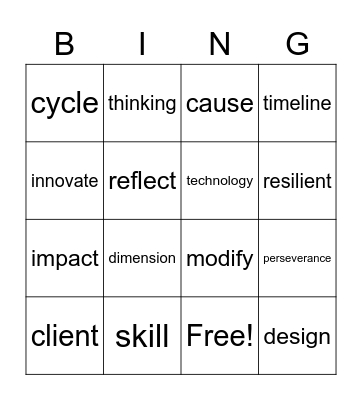 Innovations Bingo! Bingo Card