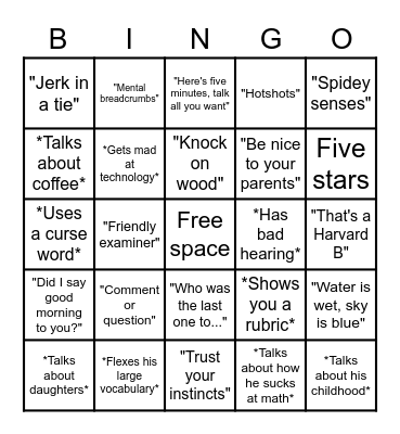 Dbar bingo Card