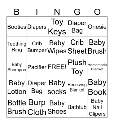 Baby Shower Bingo Card