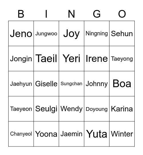 Jungwoo's Bingo Card
